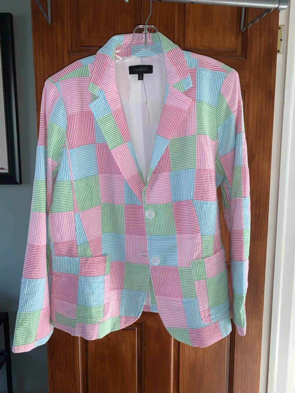Talbots Striped Seersucker Blazer